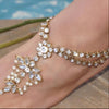 Gold Rhinestone Barefoot sandals Foot Bling Wedding sandals