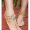 Gaia Gold Jeweled Barefoot Beach Sandals