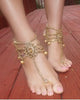 Gaia Gold Jeweled Barefoot Beach Sandals