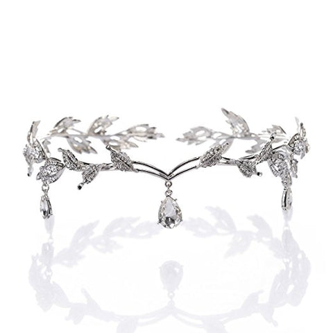 Zuri Silver Diamond Drop Tiara Crown