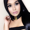 BLACK Choker Rope Coiled Necklace High Fashion Paris Kim Kardashian Tribal Metal Stacked Neck Piece