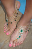 Emerald Green Jeweled Barefoot Sandals