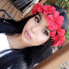 RED Hawaiian Plumeria Flower Crown Floral Halo Boho