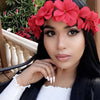 RED Hawaiian Plumeria Flower Crown Floral Halo Boho