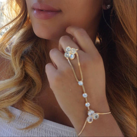 Rhinestone Gold Bling Hand Jewelry