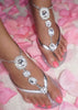 Clear Rhinestone Jeweled Silver Foot Sandal Wedding Beach Jewelry