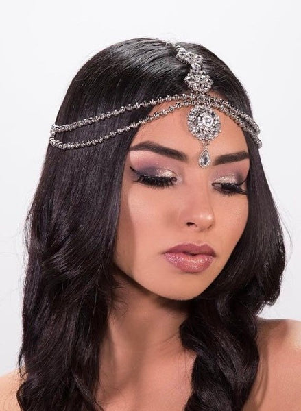 Farrah Silver Wedding Bridal Goddess Bohemian Hair Jewelry