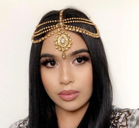 Cairo Golden Matha Patti Hair Jewelry Head Piece Wedding Vacation