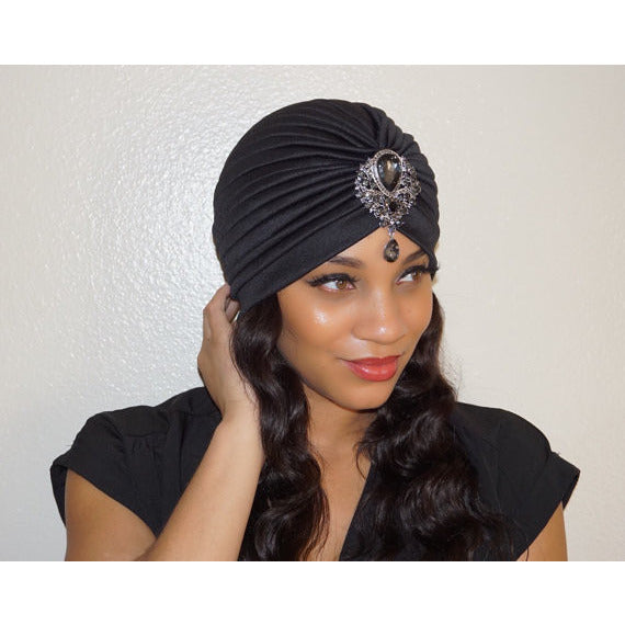 Black Gem Turban Glam Turbanista Turban chic great gatsby