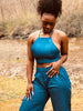 Blue crop pants set