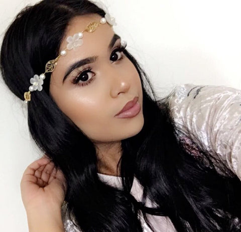 Lilly White Gold Lace Headband