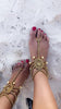 Gaia Gold Jeweled Barefoot Beach Sandals